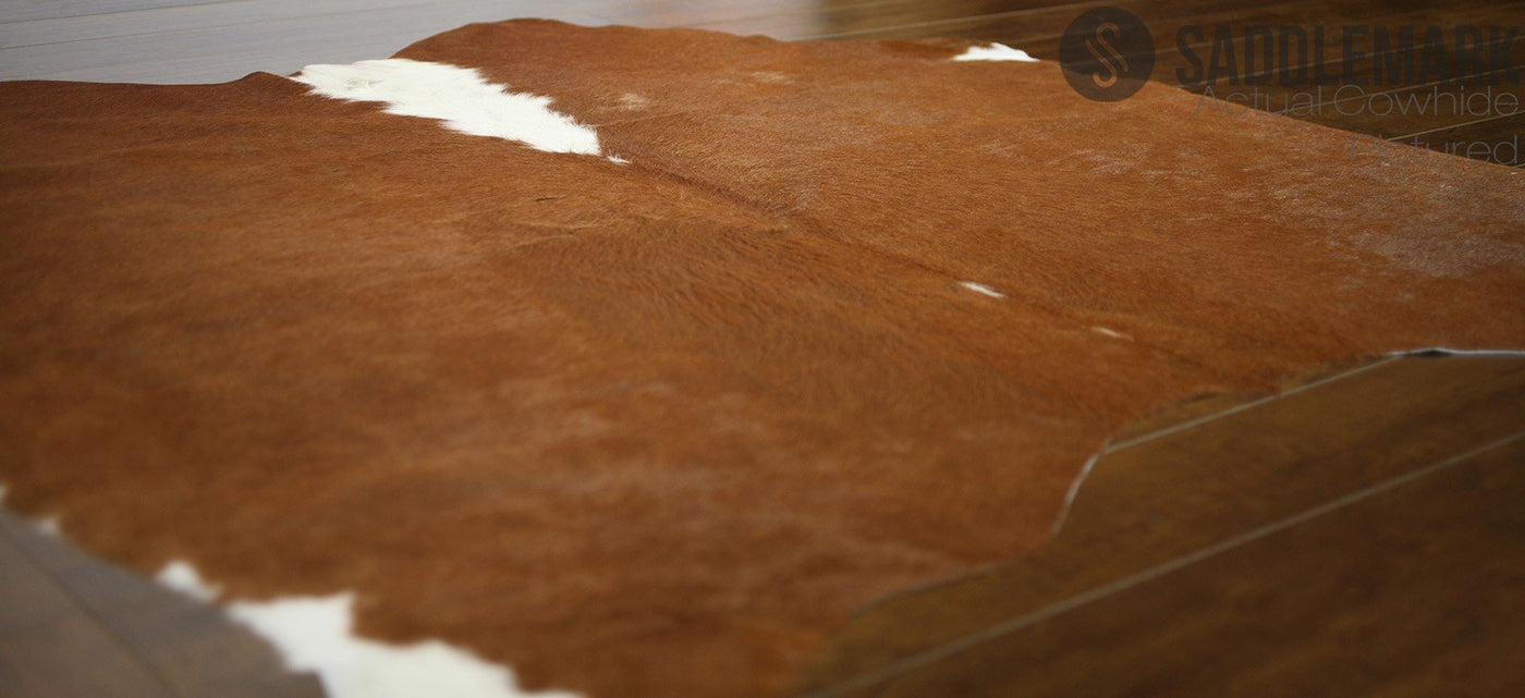 Brown and White Brazilian Small Cowhide Rug 5' x 4'9" #2727 by Hudson Hides