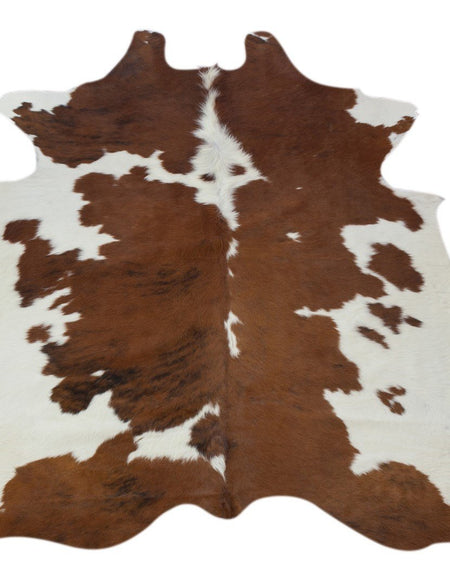 Brown and White Large European Cowhide Rug 6'9" H x 5'6"W by Hudson Hides