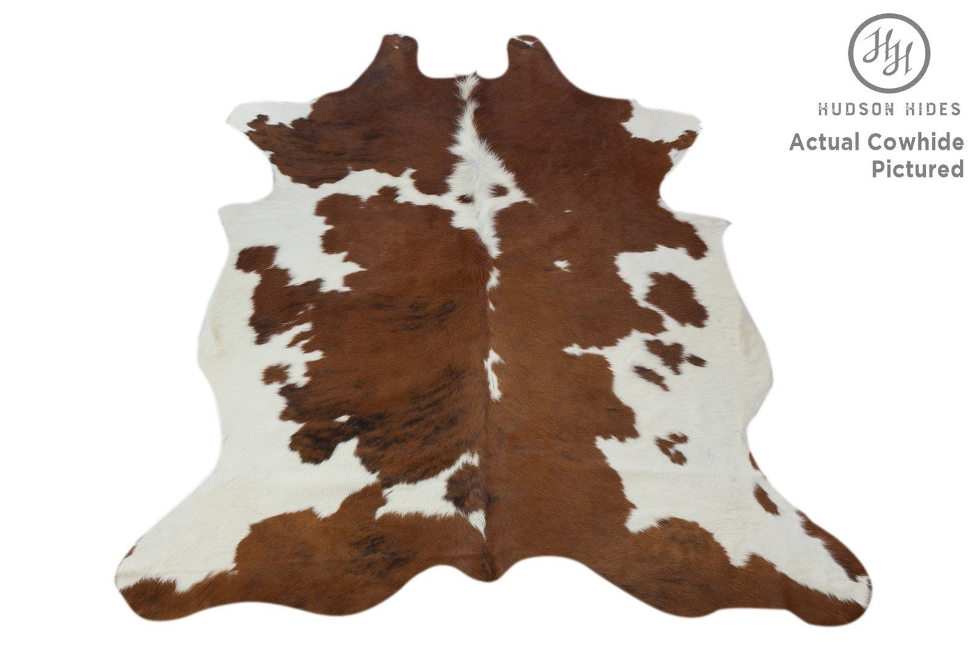 Brown and White Large European Cowhide Rug 6'9" H x 5'6"W by Hudson Hides
