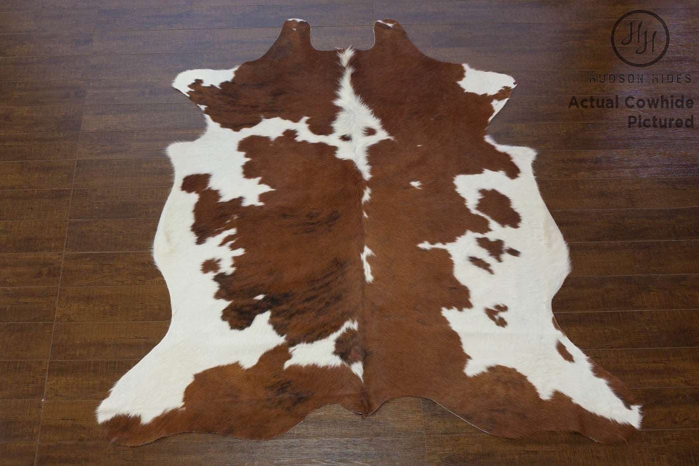 Brown and White Large European Cowhide Rug 6'9" H x 5'6"W #3527 by Hudson Hides
