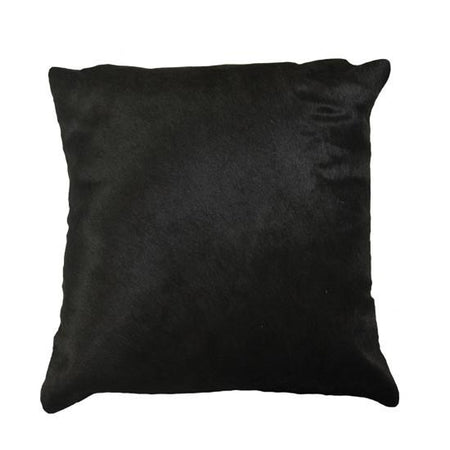 Hudson Hides Solid Black Premium Brazilian Cowhide Pillow 20x20