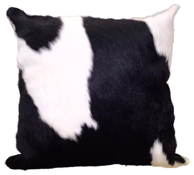 Hudson Hides Black and White Brazilian Premium Cowhide Pillow 16x16 Double Sided