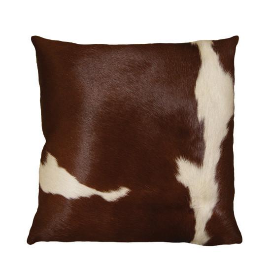 Hudson Hides Brown and White Premium Brazilian Cowhide Pillow 16x16 Double Sided